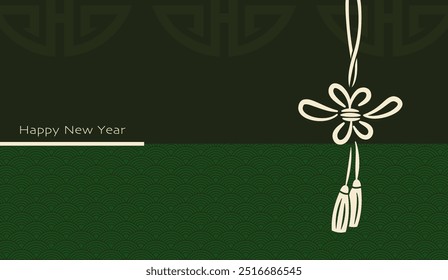 Pôster estilo chinês, banner, pano de fundo, fundo, padrão, textura, tecido, têxtil. Feliz ano novo chinês. Ásia oriental verde, papel de parede elegante. sortudo nó e padrão de onda.