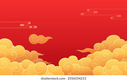 Chinese style red celebration New Year background yellow moire