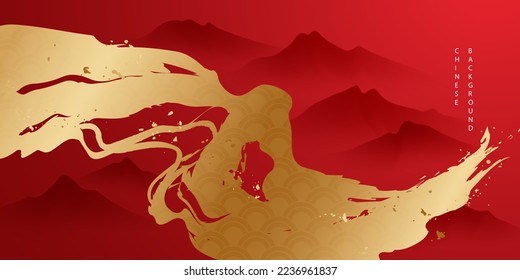 Diseño de fondo decorativo rojo de estilo chino ilustración vectorial de lujo