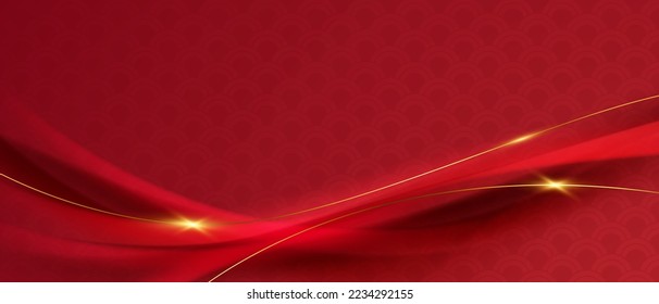 Diseño de fondo de patrón de onda roja de estilo chino ilustración vectorial de lujo