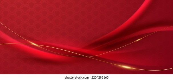 Chinese style red wave pattern background design luxury vector illustration