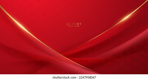roter Wellenmuster im chinesischen Stil, luxuriöse Vektorgrafik