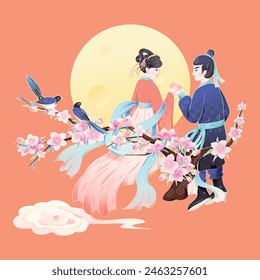 Chinese style romantic Chinese Valentine's Day Cowherd and Weaver Girl characters
