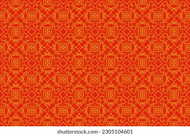 Patrón ininterrumpido de estilo chino. Fondo abstracto, textura moderna para textiles, papel impreso, papel pintado. Ilustración vectorial de color rojo.