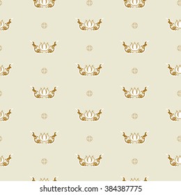 Chinese style. Seamless pattern with stylized flowers and leaves on light background