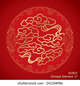 chinese symbol luck Clouds on red background