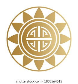 Chinese symbol seal stamp gold design, China culture asia and oriental theme Vector illustration