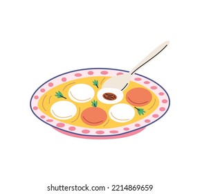 Chinese and Taiwanese festivals. Lantern Festival. Asian dessert made of glutinous rice balls. Vector flat illustration in cartoon style.