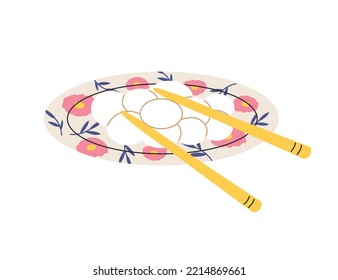 Chinese and Taiwanese festivals. Lantern Festival. Asian dessert made of glutinous rice balls. Vector flat illustration in cartoon style.