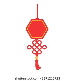 Botellas chinas. Las cuerdas rojas se tejen en nudos usados para decoraciones chinas de Año Nuevo. Ilustración vectorial.