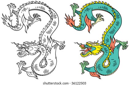 Chinese Tattoo Dragon â?? Vector Illustration