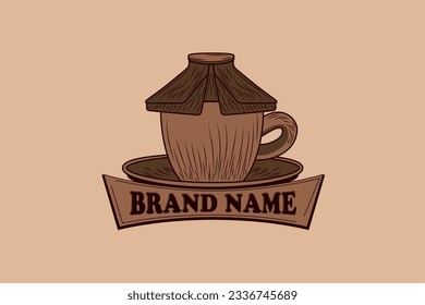 Logo vectorial de la taza de té china. Refiriéndose a la cultura china