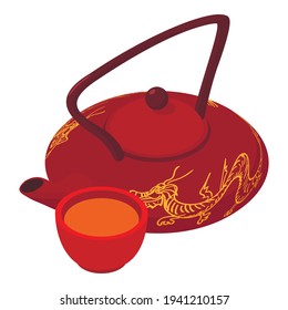 Chinese tea icon. Isometric illustration of chinese tea vector icon for web