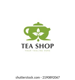 Tea Shop o Club chino firman concepto de vectores creativos. Ilustración de Tetera de Ceremonia Tradicional Oriental.