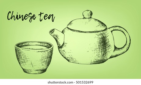 Chinese tea vector illustration sketch style