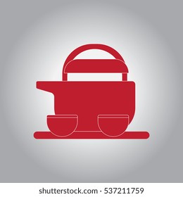 Chinese Tea Vector illustration of Chinese Teapot and cups in flat style