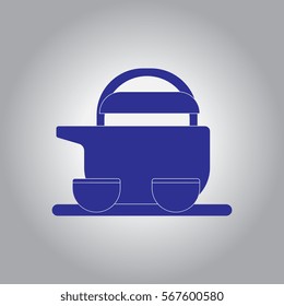 Chinese Tea Vector illustration of Chinese Teapot and cups in flat style