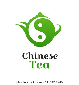 Chinese tea Yin Yang symbol logo template design.Vector illustration icon design. Isolated on white background. China asia tea,teapot logo concept