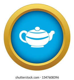 Chinese teapot icon blue vector isolated on white background for any design
