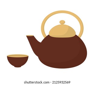 chinese teapot illustration over white