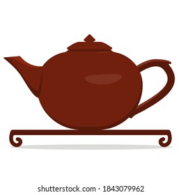 Chinese teapot. Isolated vector image on white background.