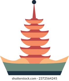 Chinese Temple  Flat Design Illustrations