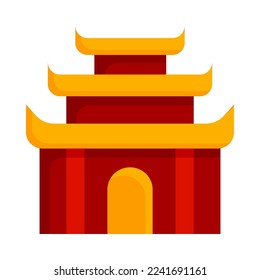Chinese temple flat icon. Chinese architecture and religious buildings. CNY holiday celebrations. For Chinese New Year presentation. Vector Illustration.