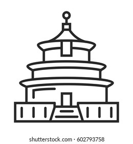Chinese Temple of Heaven vector icon in simple outline style. This icon are perfect for your websites and applications.