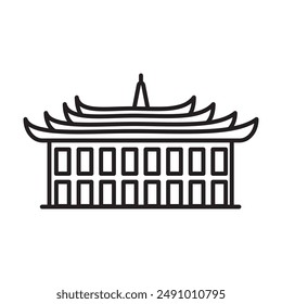 Chinese temple icon Black line art vector logo