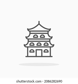 Chinese Temple icon. Editable Stroke and pixel perfect. Outline style. Vector illustration. Enjoy this icon for your project.