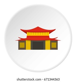 Chinese temple icon in flat circle isolated vector illustration for web