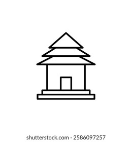 Chinese temple icon Flat fill set collection