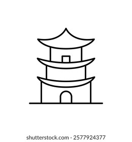 Chinese temple icon Flat illustration sign