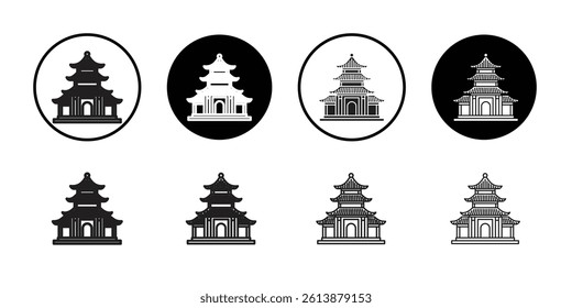 Chinese temple icon Isolated flat vector in outline