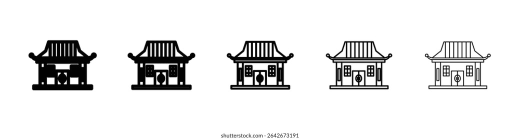 Chinese temple icon isolated vector on white background set