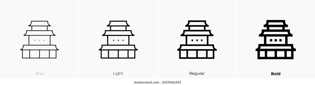 chinese temple icon. Thin, Light Regular And Bold style design isolated on white background