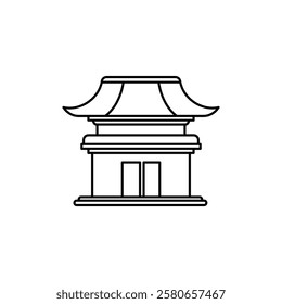 Chinese temple icon Vector logo set flat