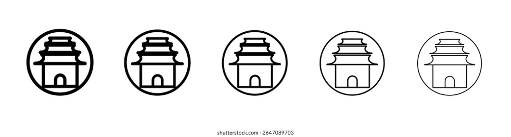 Símbolo o ilustración de contorno de Vector de ícono de templo chino
