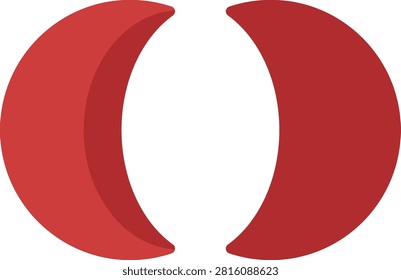 Chinese temple Jiaobei Blocks flat vector illustration. 
Simple shapes Red Wooden Divination blocks.
Traditional Moon blocks isolated.
Transparent background.