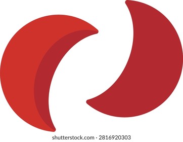 Chinese temple Jiaobei Blocks flat vector illustration. 
Simple shapes Red Wooden Divination blocks.
Traditional Moon blocks isolated.
Transparent background.