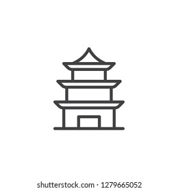 Chinese Temple line icon. linear style sign for mobile concept and web design. Pagoda building outline vector icon. Symbol, logo illustration. Pixel perfect vector graphics