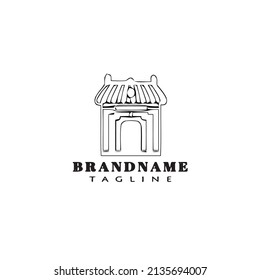caricatura del logo del templo chino icono plano plantilla de ilustración de vector aislado negro