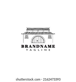 chinese temple logo cartoon icon template black modern isolated vector illustration