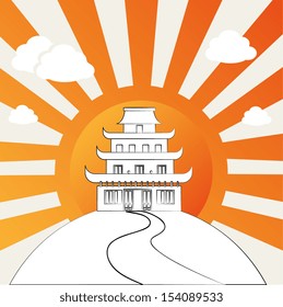 chinese temple over grunge background vector illustration