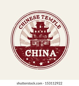 chinese temple over pink background vector illustration