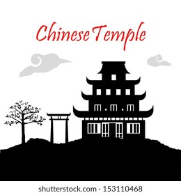 chinese temple over white background vector illustration 