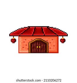 Chinese temple pixel art. Vector illustration. Chinese New Year.