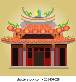 Chinese Temple with red lantern