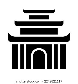 Chinese temple solid icon. Chinese architecture and religious buildings. CNY holiday celebrations. For Chinese New Year presentation. Vector Illustration.