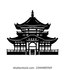 Chinese temple for t-shirts, tattoos, prints and stickers, vector illustrations isolated on white background.